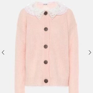 Miu Miu lace trimmed mohair blend cardigan